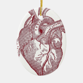 Red Vintage Anatomical Heart Ceramic Tree Decoration
