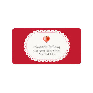 Red Vintage Apple Baby Shower Return Address Label