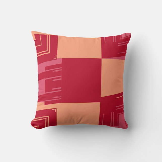 Red Vintage Art Design Abstract Pillow (Front)