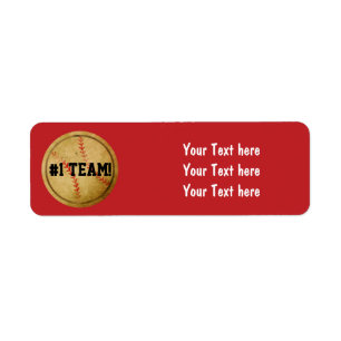 Red Vintage Baseball Team Party Address Labels