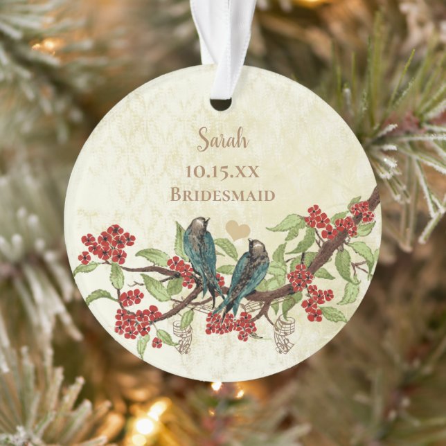 Red Vintage Bird Bridesmaid  Ornament (Tree)