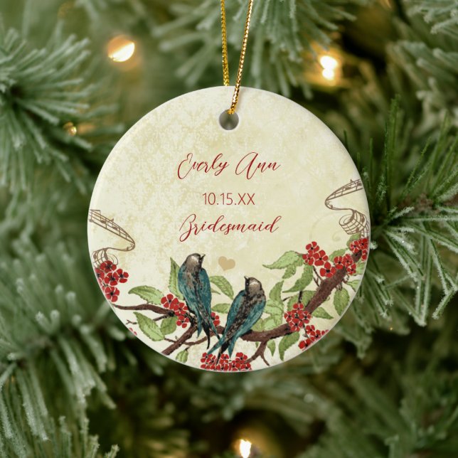 Red Vintage Bird Bridesmaid Ornaments (Tree)