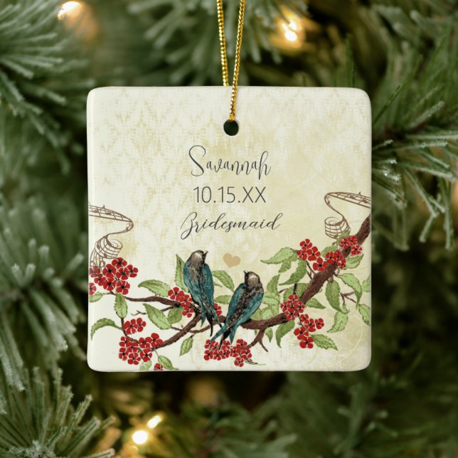 Red Vintage Bird Bridesmaid Ornaments (Tree)
