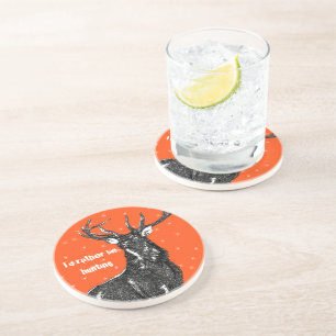Red Vintage Buck Coaster I'd Rather be Hunting
