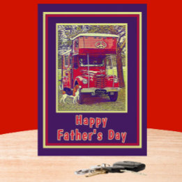 Red Vintage Camper Truck Happy Father's Day Card