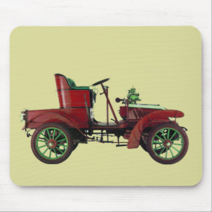 RED VINTAGE CAR,CLASSIC AUTOMOTIVE, Red Cream Mouse Mat