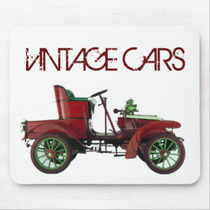RED VINTAGE CAR,CLASSIC AUTOMOTIVE, White Mouse Mat