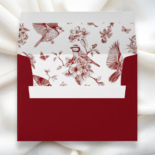 Red Vintage Chinoiserie floral bird Envelope