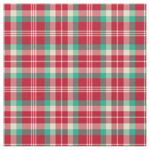 Red Vintage Christmas Plaid Fabric