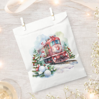 Red Vintage Christmas Train Favour Bags