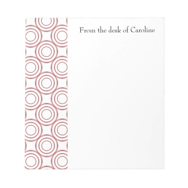 Red Vintage Circle Pattern Personalised Notepad (Front)