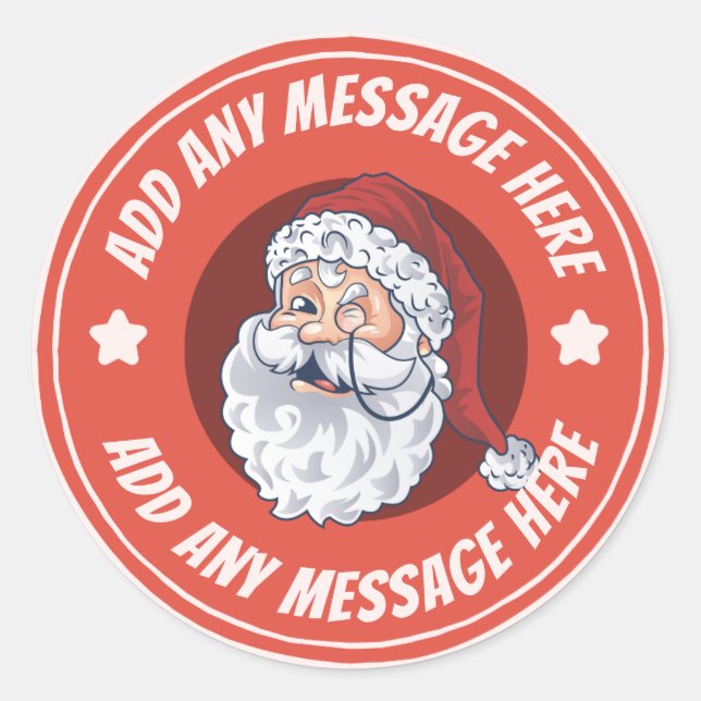 Red Vintage Classic Santa Round Sticker (Front)