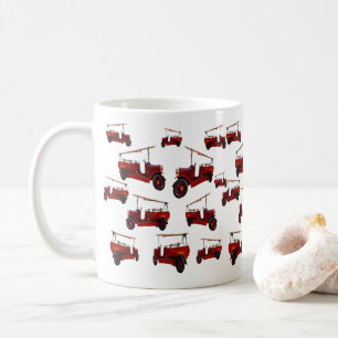 Red Vintage Fire Engine With Ladder Pattern, Coffee Mug