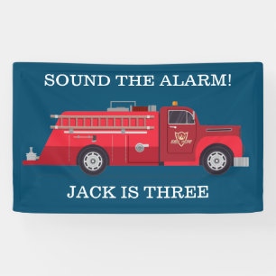 Red Vintage Fire Truck / Fire Engine Party Banner