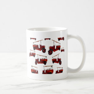 Red Vintage Fire Truck Pattern, Coffee Mug