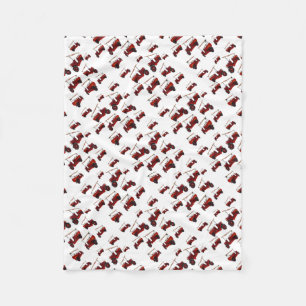 Red Vintage Fire Truck Pattern, Fleece Blanket