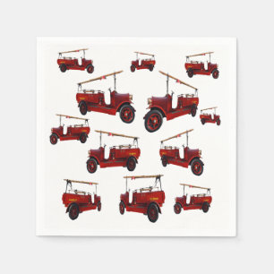 Red Vintage Fire Truck Pattern, Napkin