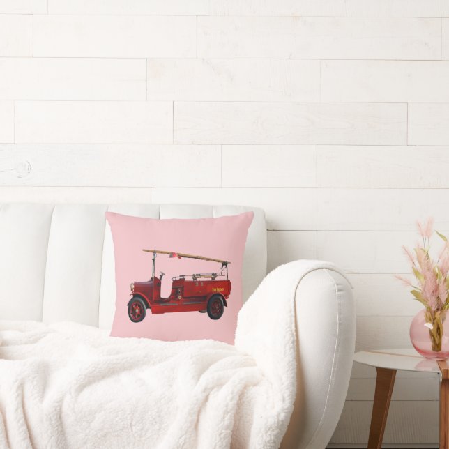 Red Vintage Fire Truck With Overhead Ladder,  Cushion (Couch)