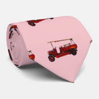 Red Vintage Fire Truck With Overhead Ladder,