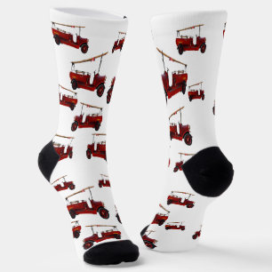 Red Vintage Fire Trucks, Crew Socks