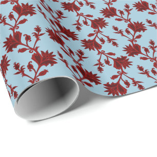 Red Vintage Floral Pattern Wrapping Paper
