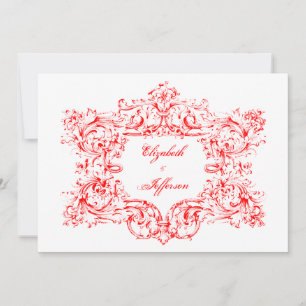 Red Vintage Frame Wedding Invitations