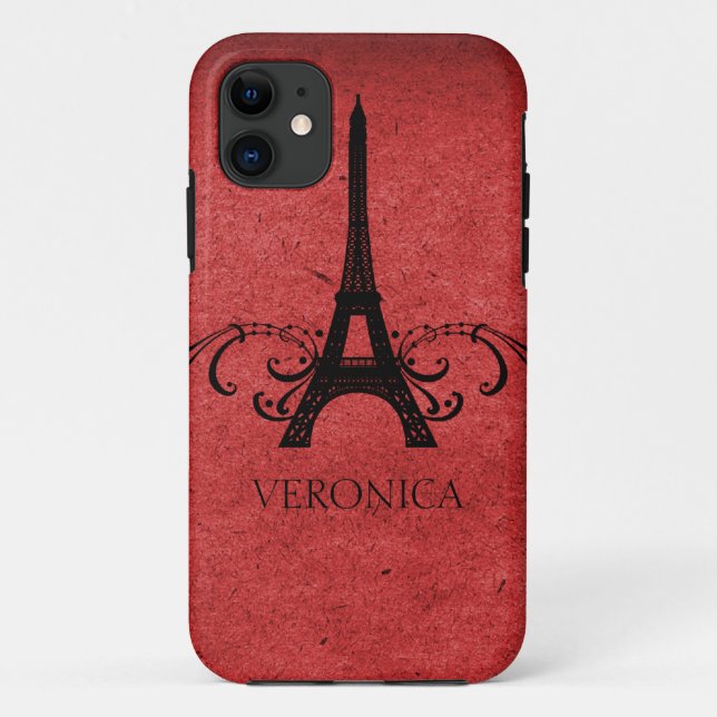 Red Vintage French Flourish Case-Mate iPhone Case (Back)