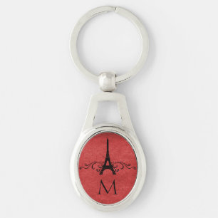 Red Vintage French Flourish Key Ring