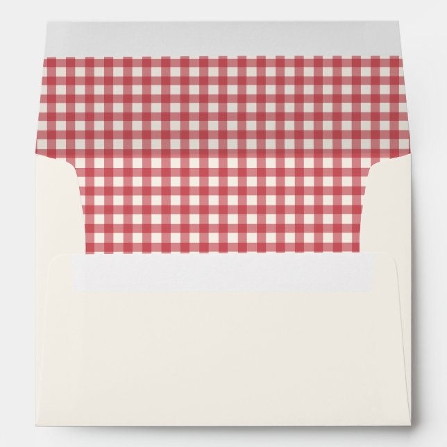Red Vintage Gingham Christmas Envelope (Back (Bottom))