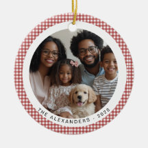 Red Vintage Gingham Family Christmas 2 Photos