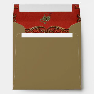 Red Vintage Gothic Skeleton Key save the date Envelope