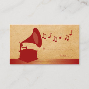 Red Vintage Gramophone Place Card
