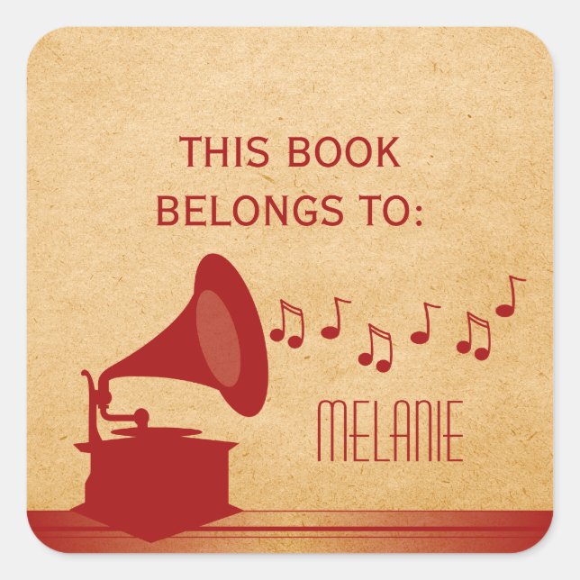 Red Vintage Gramophone Stickers (Front)