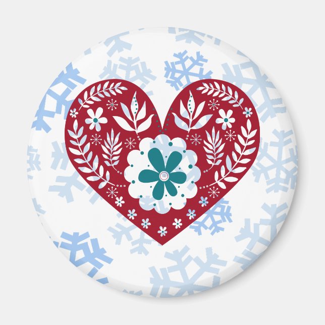 Red Vintage Heart Holiday Love Magnet (Front)