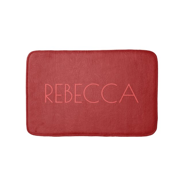 Red Vintage Leather Monogram Bath Mat (Front)
