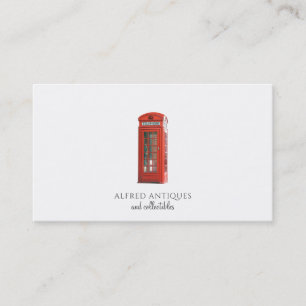 Red Vintage London Telephone Booth Antiques Shop Business Card