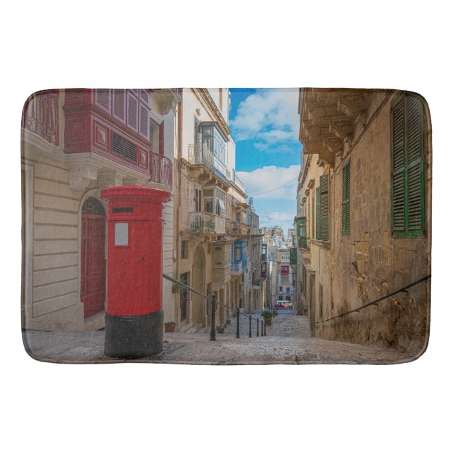 Red vintage mail box in Malta Bath Mat (Front)
