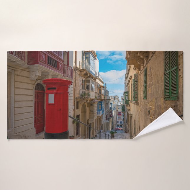 Red vintage mail box in Malta Bath Towel (Bath Towel)