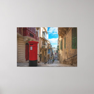 Red vintage mail box in Malta Canvas Print