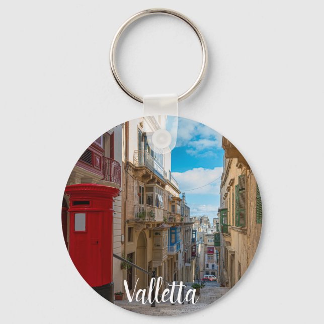 Red vintage mail box in Malta Key Ring (Front)