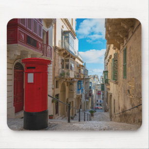 Red vintage mail box in Malta Mouse Mat