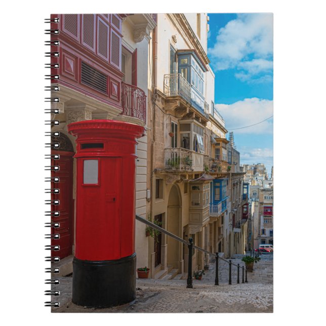 Red vintage mail box in Malta Notebook (Front)