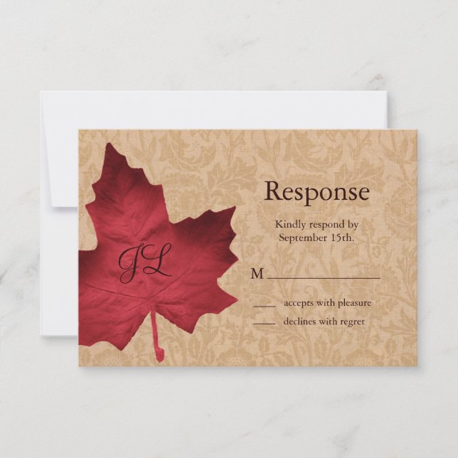 Red Vintage Monogrammed RSVP (Front)