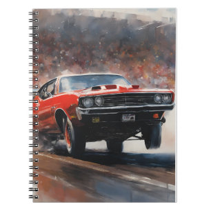 Red Vintage Muscle Car Notebook