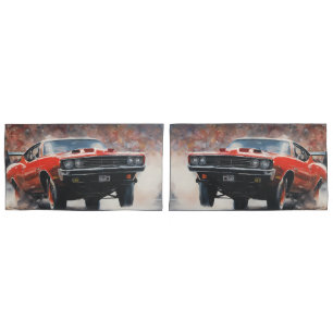 Red Vintage Muscle Car Pillowcase