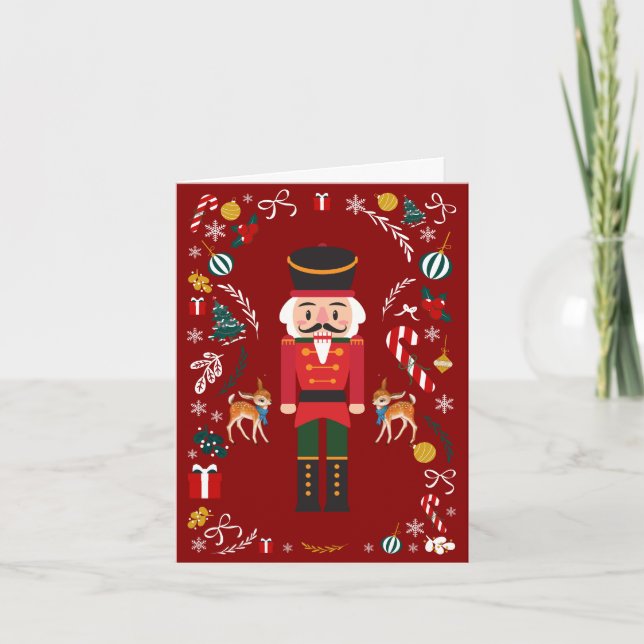 Red Vintage Nutcracker Christmas  Card (Front)