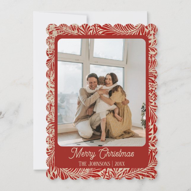Red Vintage Photo Christmas Card (Front)