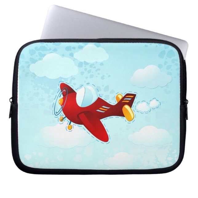 Red vintage plane, laptop sleeve (Front)