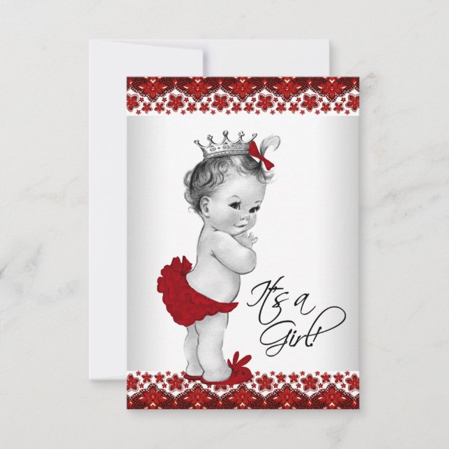 Red Vintage Princess Baby Shower Invitation (Front)