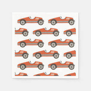 Red Vintage Race Car Birthday Napkin